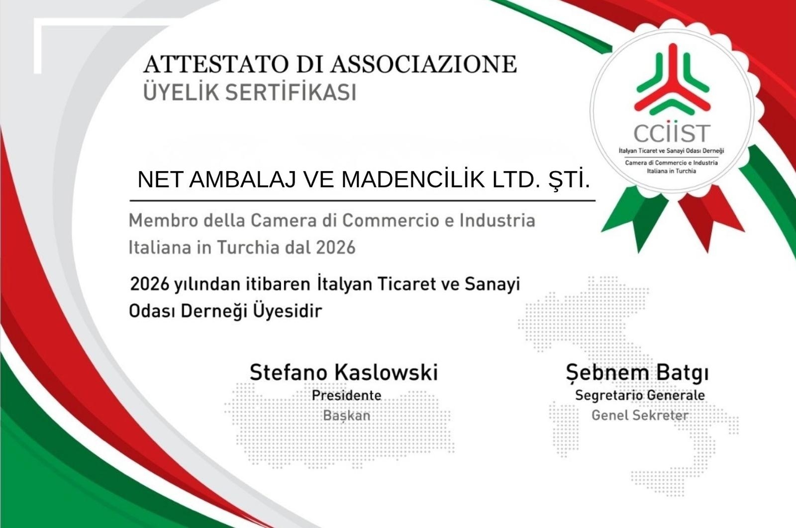 We Became a Member of the Italian Chamber of Commerce and Industry Association !